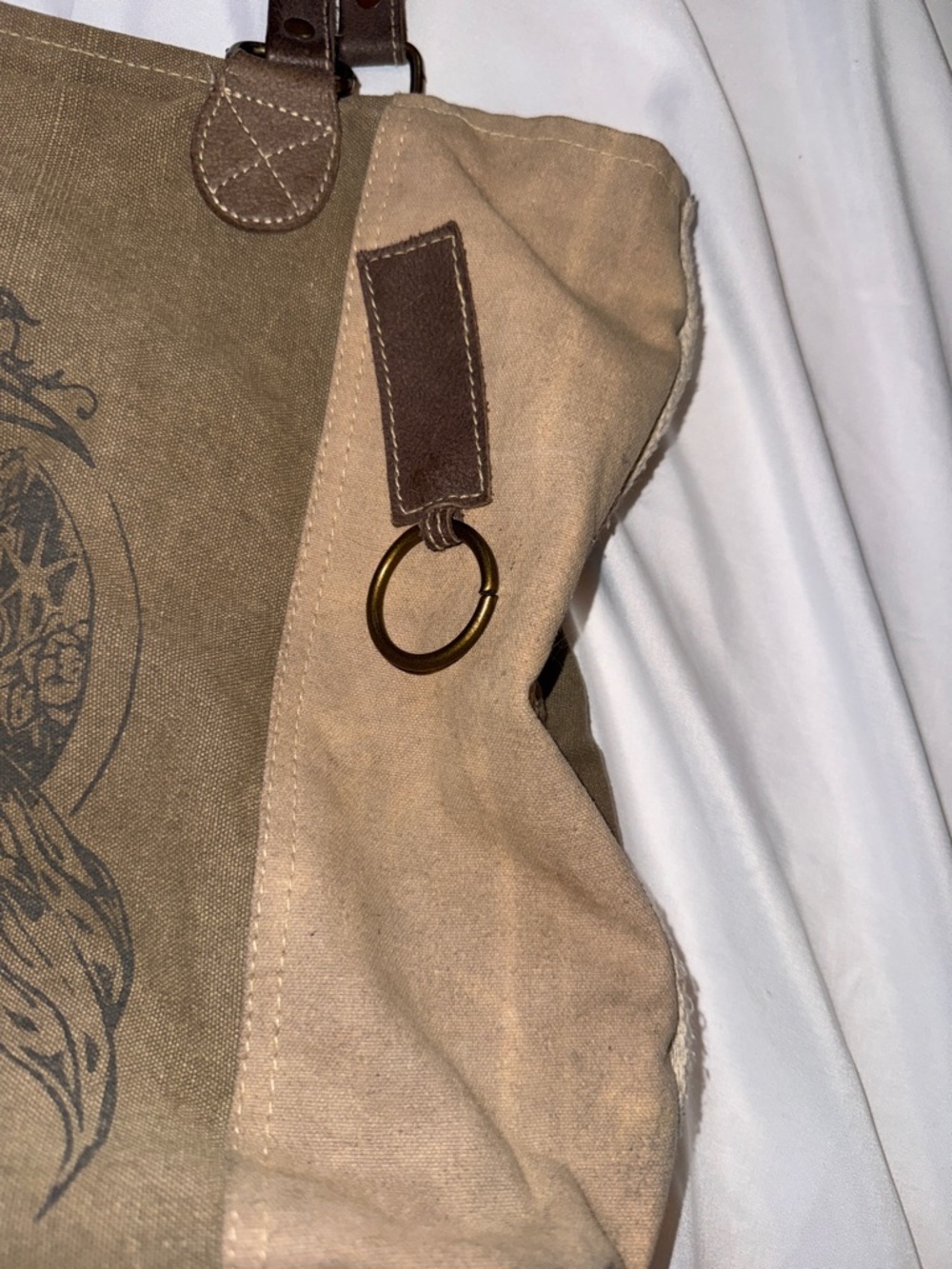 To the Moon and Back Recycled Tent Canvas Bag Brown/Tan - Picture 4 of 12